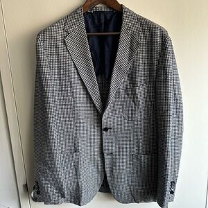 ULTRA RARE Massimo Piombo 3 Roll 2 Navy Houndstooth Blazer